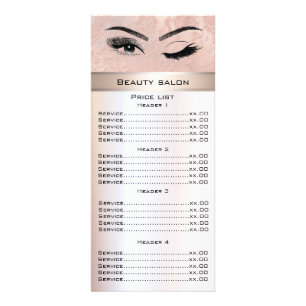 Elegant eyelashes & eyebrows rose gold marble rack card