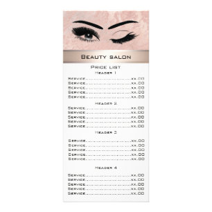 Elegant eyelashes & eyebrows rose gold marble rack rack card