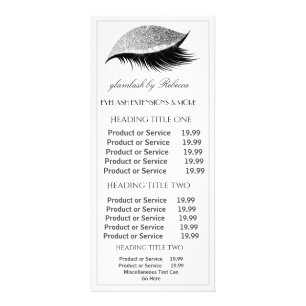 Elegant Eyelashes White  Pricing Service Rack Card