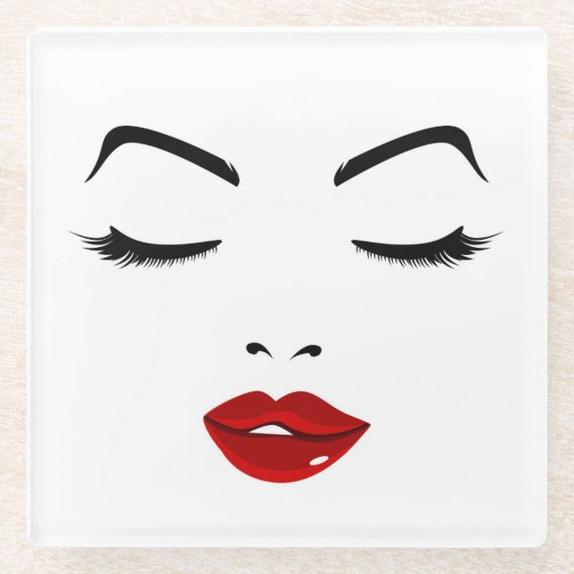 Elegant Face Glass Coaster (Front)