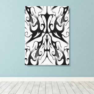 Elegant Face in Fire and Flames Tribal Design Canvas Print