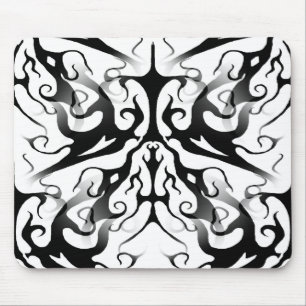 Elegant Face in Fire and Flames Tribal Design Mouse Pad