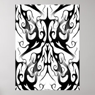 Elegant Face in Fire and Flames Tribal Design  Poster