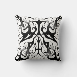 Elegant Face in Fire and Flames Tribal Design Throw Pillow