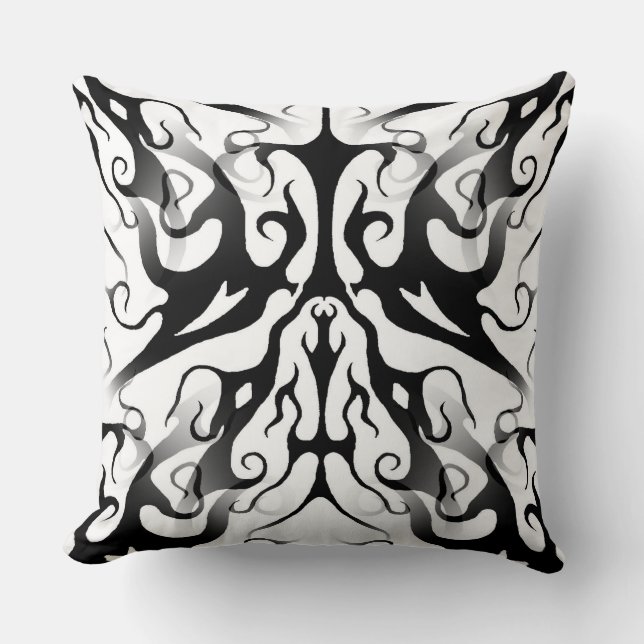Elegant Face in Fire and Flames Tribal Design  Throw Pillow (Front)