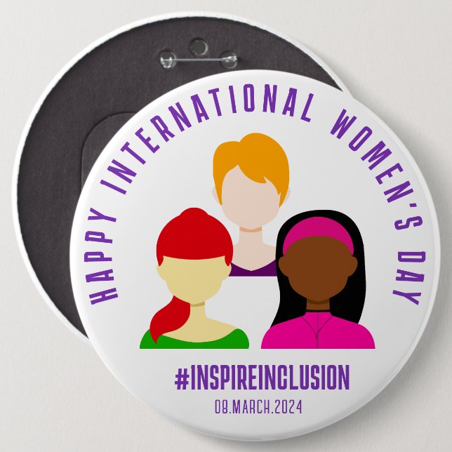 Elegant Faces International Women's Day March 8 6 Inch Round Button (Front & Back)