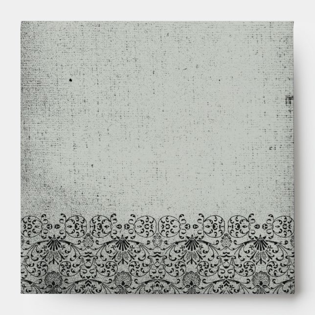 Elegant faded black silver swirl damask envelope (Front)
