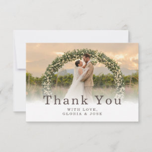 Elegant Faded Edge Photo Modern Classic Wedding Thank You Card