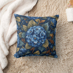 Elegant Faded Hydrangea Floral Pattern Throw Pillow