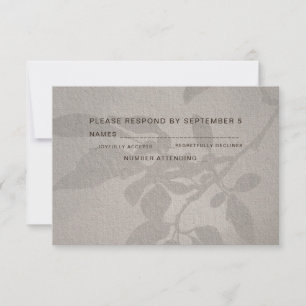 Elegant Faded Leaves RSVP Card Wedding Warm Grey