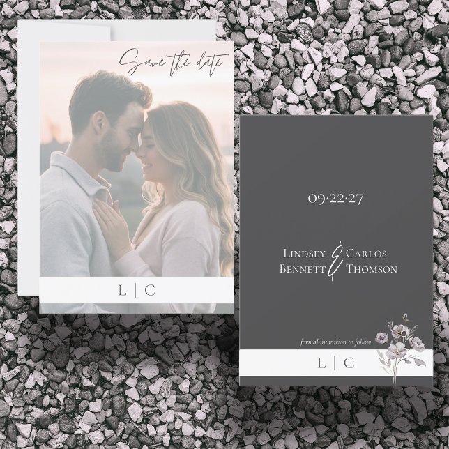Elegant faded Photo Caligraphy Dark Grey Save The Date (Creator Uploaded)