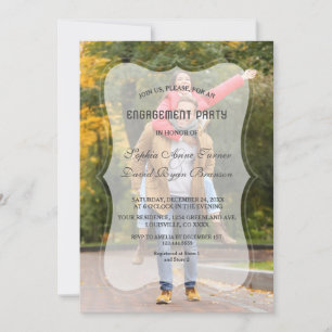 Elegant Faded Photo Geometric Engagement Party Invitation