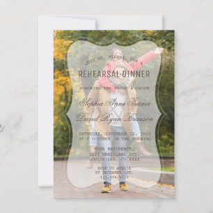 Elegant Faded Photo Geometric Rehearsal Dinner Invitation