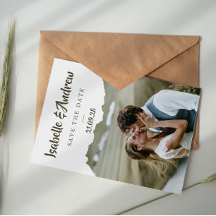 Élégant faire-part de date de mariage vert sauge