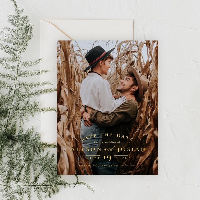 Élégant Faire-Part de Date d'Or (Créateur téléchargé)