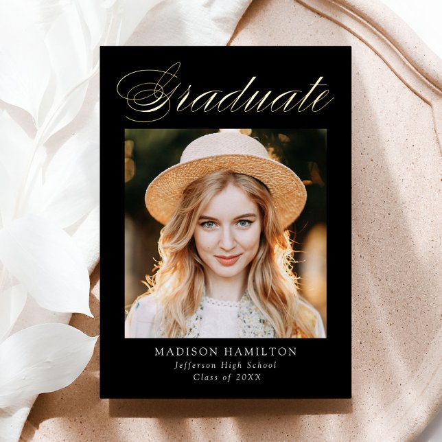 Élégant Faire-part de Graduation du script Gold Fo (Créateur téléchargé)