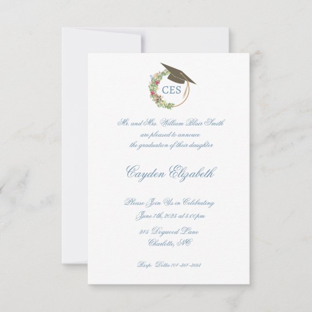 Élégant Faire-part de graduation et Invitations de (Devant)