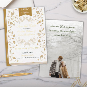 Élégant Faire-Part de Mariage à la Bibliothèque en