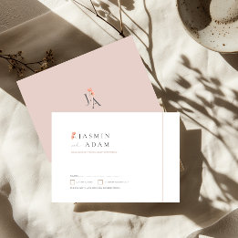 Élégant faire-part de mariage à monogramme floral