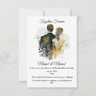 "Elégant Faire-part de mariage aquarelle | Modifia