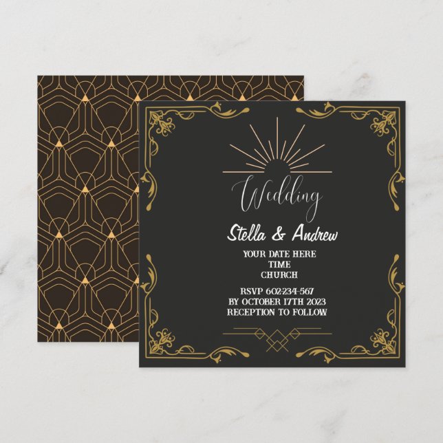 Élégant Faire-part de mariage Art Déco Gastby Styl (Devant / Derrière)