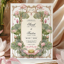 Élégant Faire-part de mariage asiatique Lotus