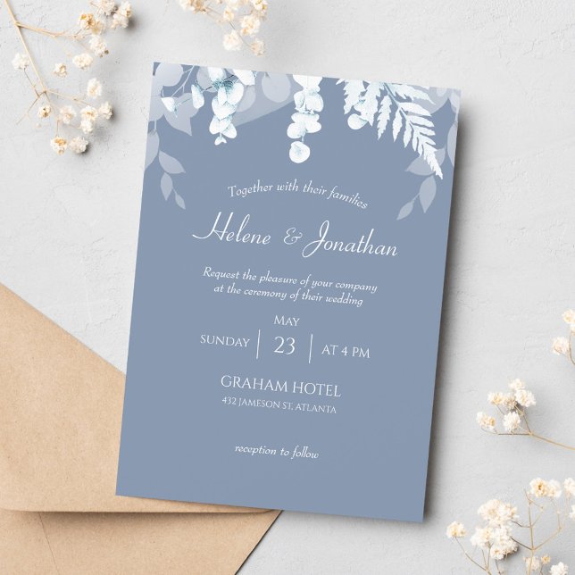 Elégant Faire-part de mariage bleu Dusty (Créateur téléchargé)