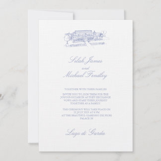Elégant Faire-part de mariage bleu Dusty Vintage