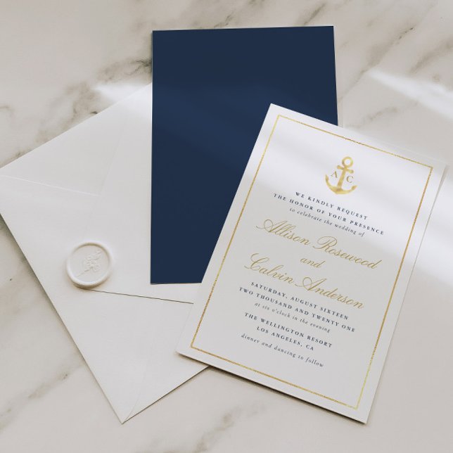 élégant faire-part de mariage bleu marine (Créateur téléchargé)