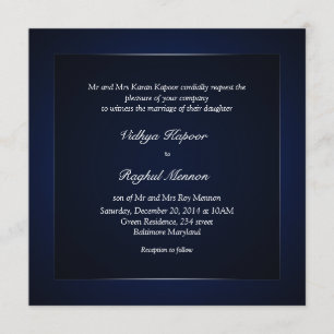 Élégant Faire-part de mariage bleu Motif