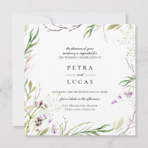 Élégant Faire-part de mariage botanique Fleur sauv