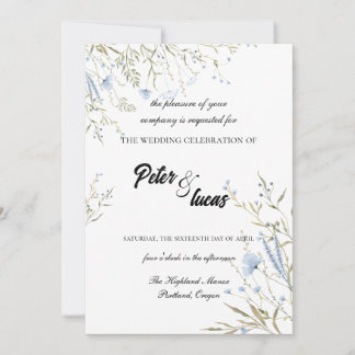 Élégant Faire-part de mariage botanique Fleur sauv