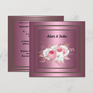 ÉLÉGANT FAIRE-PART DE MARIAGE BOUQUET ROSE BLANC
