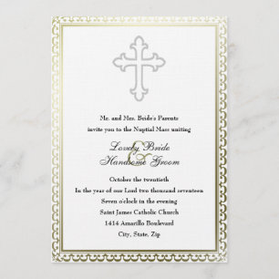 Élégant Faire-part de mariage catholique de la Cro