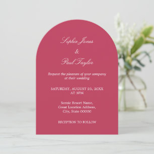 Élégant Faire-part de mariage cerise magenta Arche