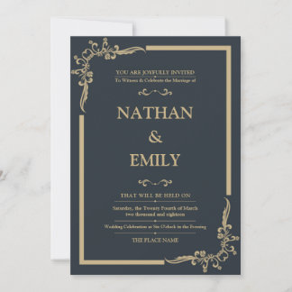 Élégant Faire-part de mariage charbon et or