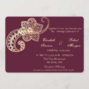 Élégant Faire-part de mariage Chic Gold Paisley