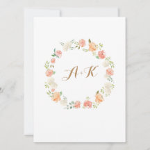 Elégant faire-part de mariage d'aquarelle fleur pê