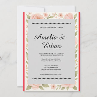 Elégant Faire-part de mariage d'aquarelle florale
