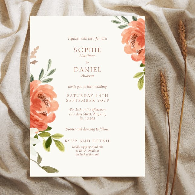 Elégant Faire-part de mariage d'aquarelle florale (Créateur téléchargé)