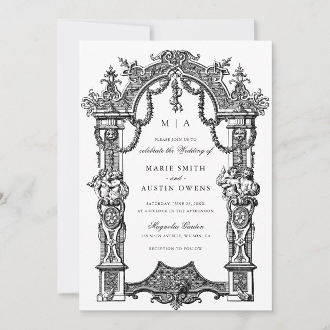 Elégant Faire-part de mariage de cadre de bordure  (Devant)