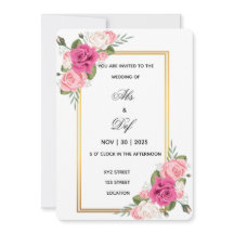 Elégant Faire-part de mariage de cadre or floral