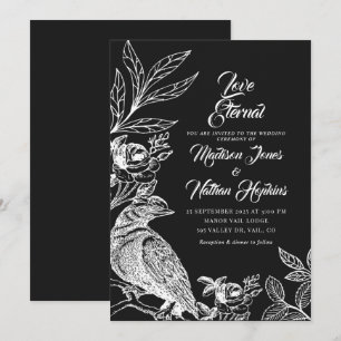 Élégant Faire-part de mariage de corbeau gothique