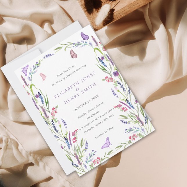Élégant Faire-part de mariage de lavande florale (Créateur téléchargé)