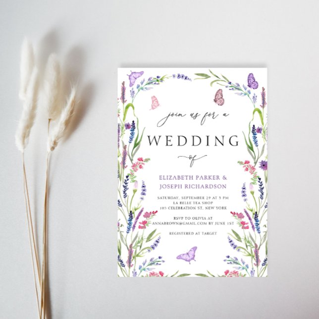 Élégant Faire-part de mariage de lavande florale (Créateur téléchargé)