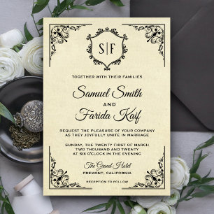 Élégant Faire-part de mariage de monogramme Vintag