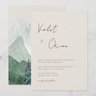 Élégant Faire-part de mariage de montagnes manuscr