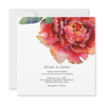 Elégant faire-part de mariage de pivoine