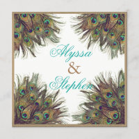 Élégant Faire-part de mariage de plumes de paon 2
