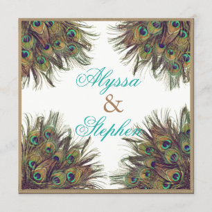 Élégant Faire-part de mariage de plumes de paon 2